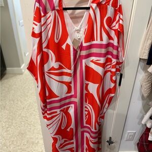 Tyche Red and Pink Geometric Dress